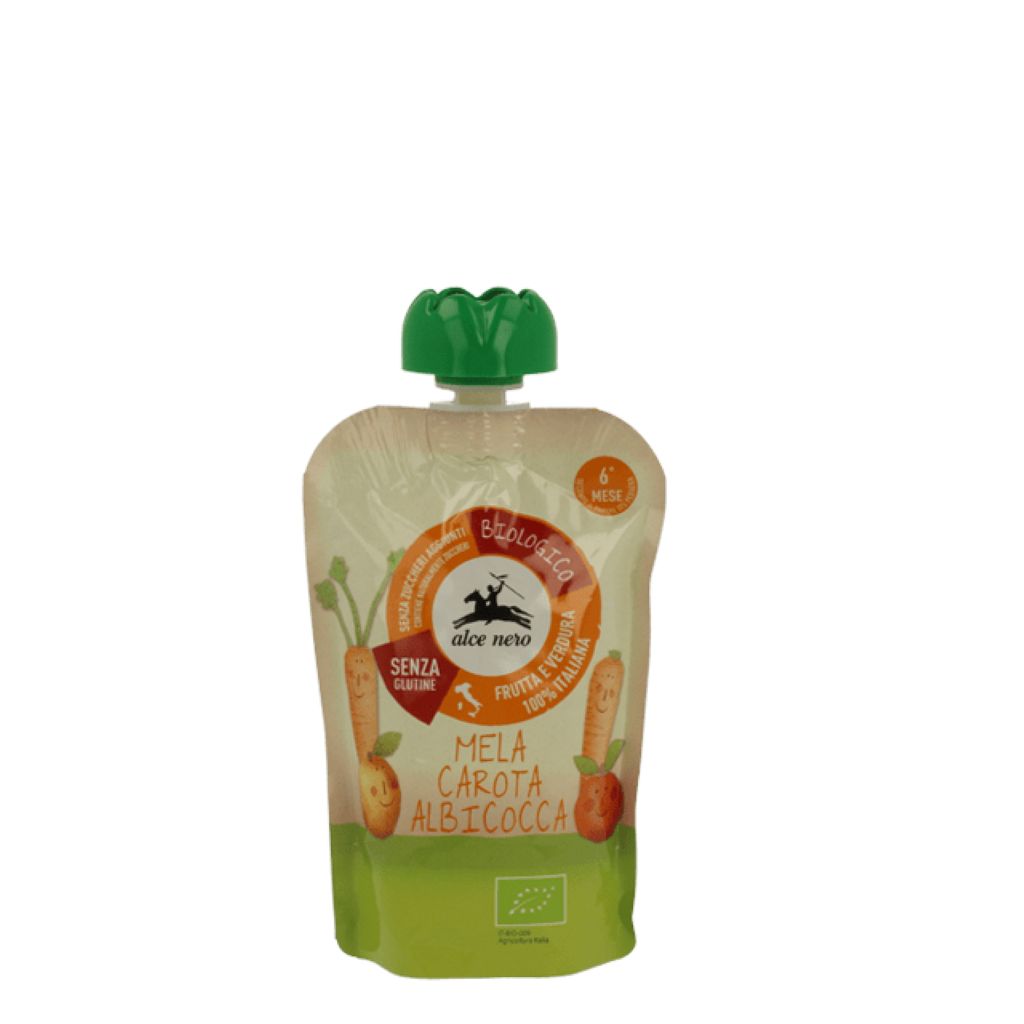 Alce Nero BIO Alma-, sárgarépa- és sárgabarackpüré gluténmentes (tasakos) 100g