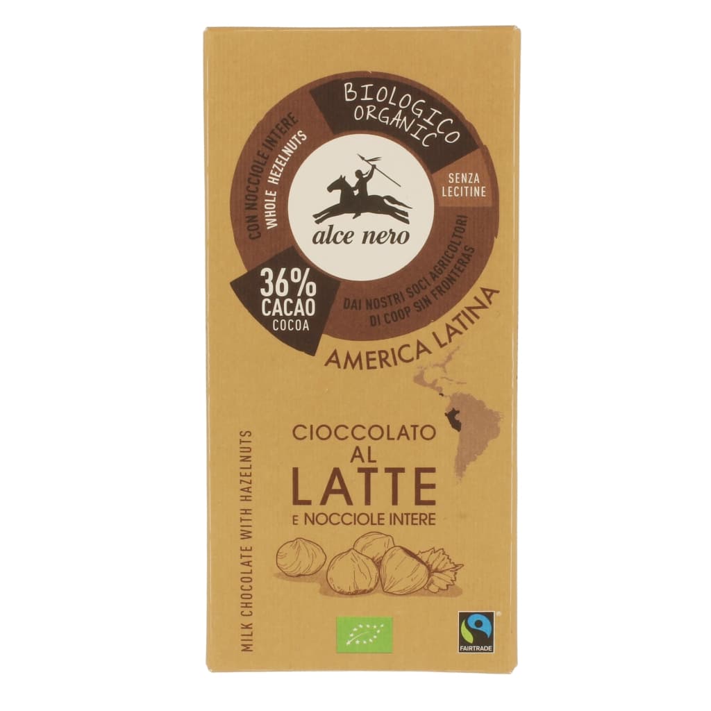 Alce Nero BIO Mogyorós táblás tejcsokoládé 100g