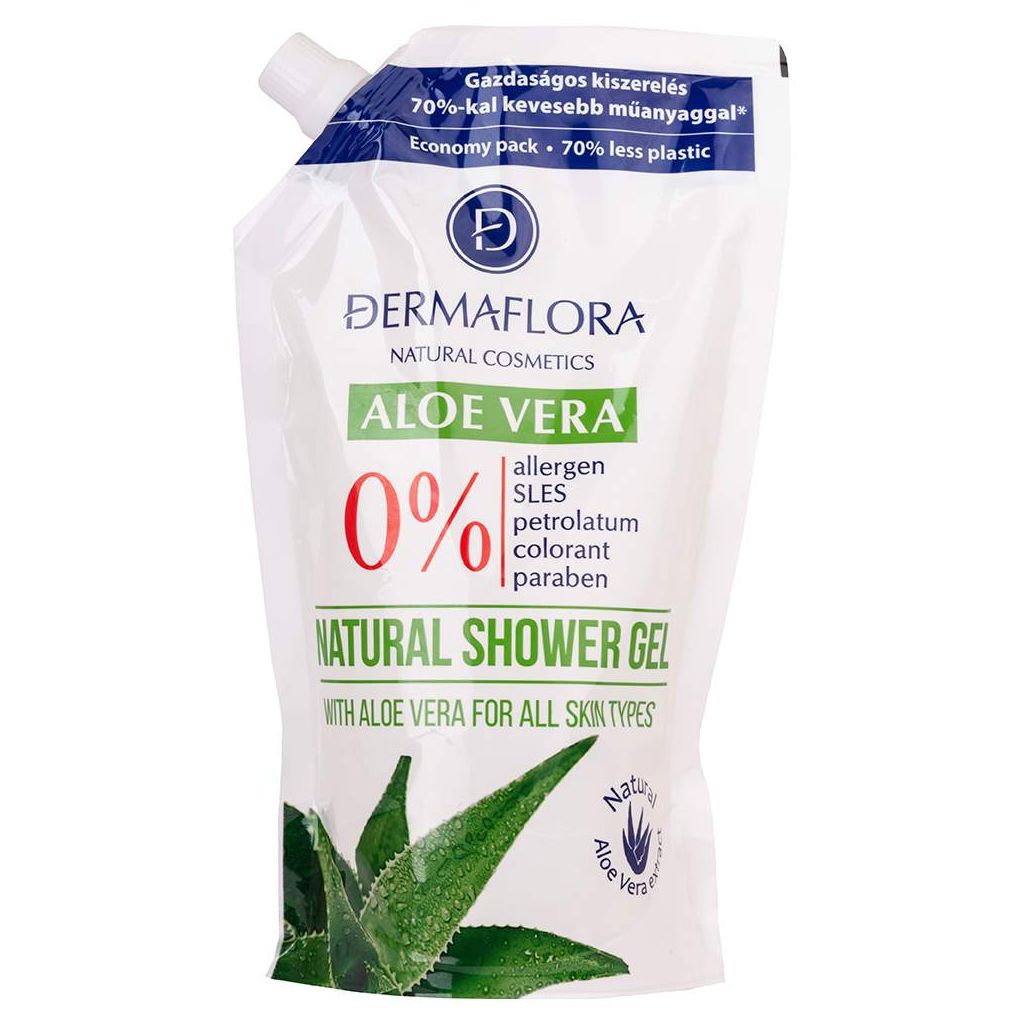 Dermaflora 0% tusfürdő utántöltő aloe vera 500ml