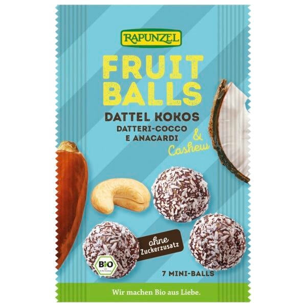 Rapunzel Gyümölcsgolyó datolya-kókusz & kesudió BIO 49g